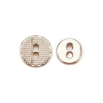 Flat Dotted Round 2-Hole Metal Buttons 8mm 10mm Set of 40 – Gold Tone