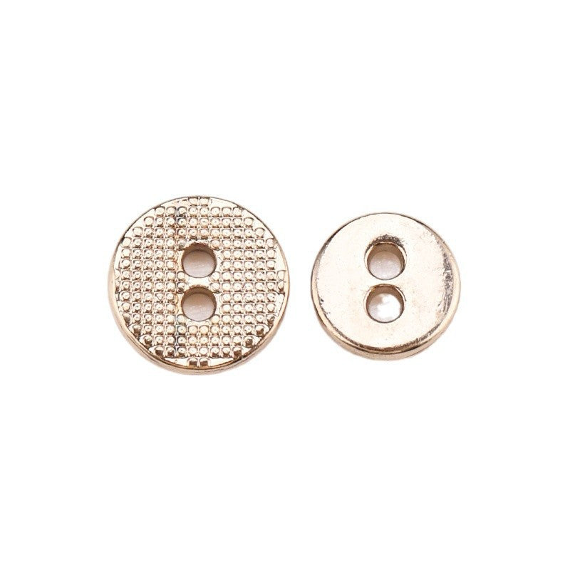 Flat Dotted Round 2-Hole Metal Buttons 8mm 10mm Set of 40 – Gold Tone