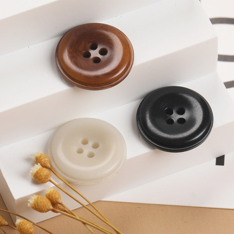 Natural Fruit Shell 4-Hole Buttons Set of 20 – Black Brown Ivory Round