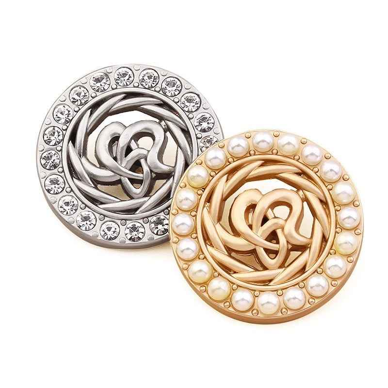 18-25mm Rhinestone/Pearl Coat Shank Buttons for Women's Blazers 24pcs
