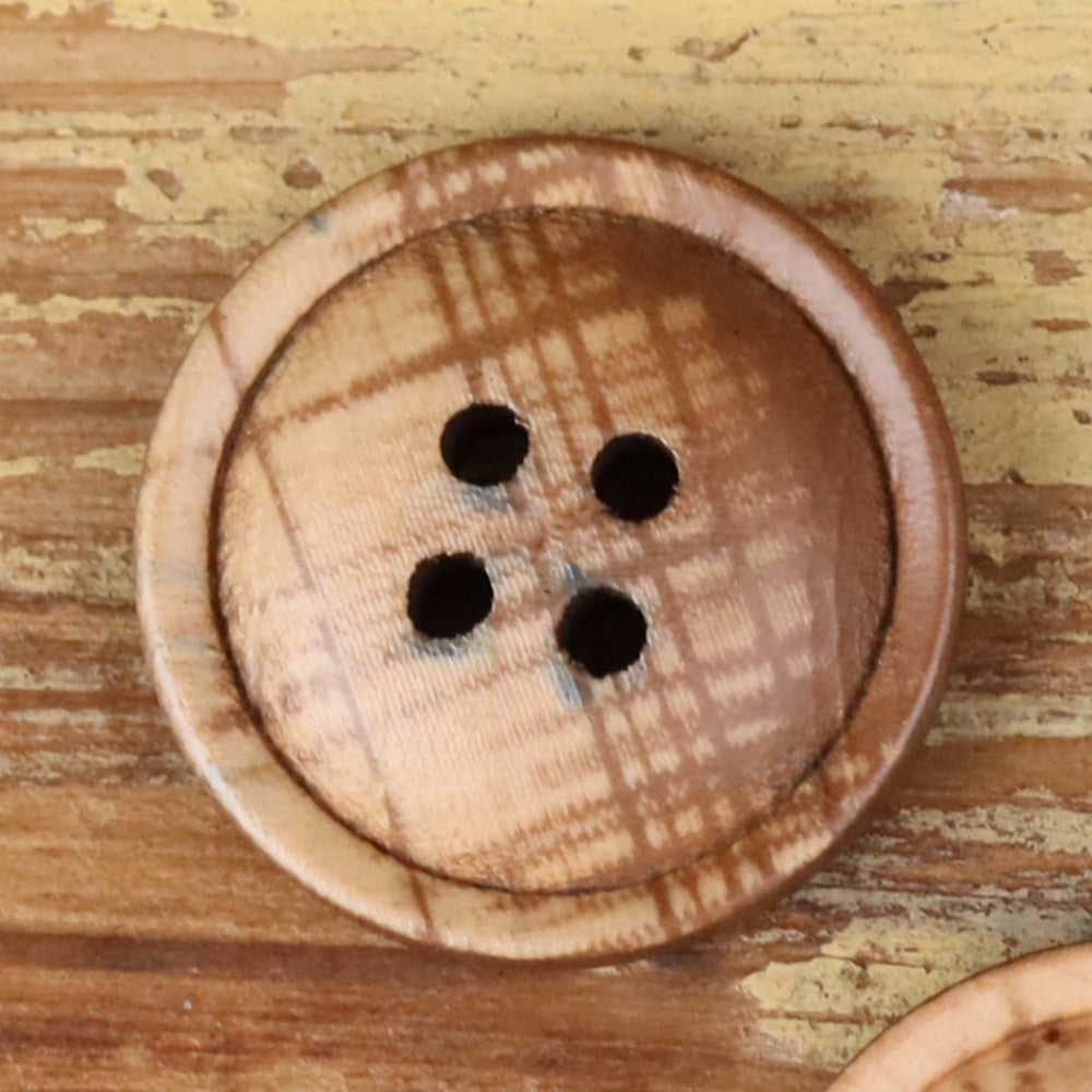 Wood 4-Hole Round Buttons 30pcs for Children's Clothing Cotton Linen Shirts Coats