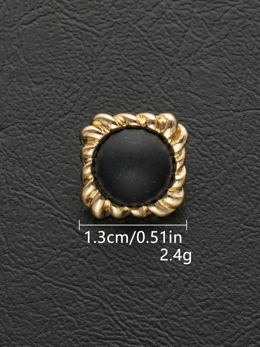 13mm Square Black Pearl Zinc Alloy Metal Shank Buttons 20 Pack