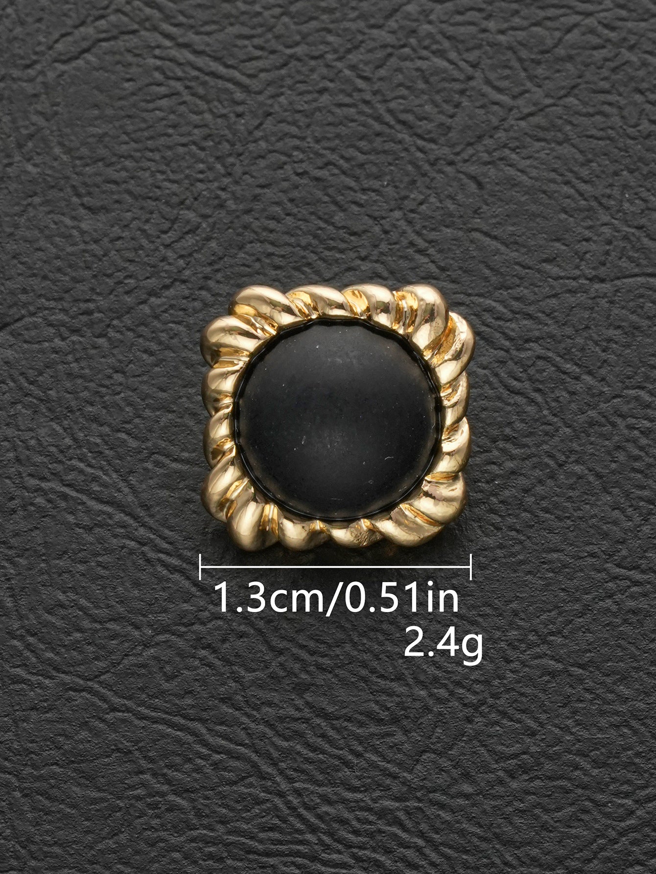 13mm Square Black Pearl Zinc Alloy Metal Shank Buttons 20 Pack