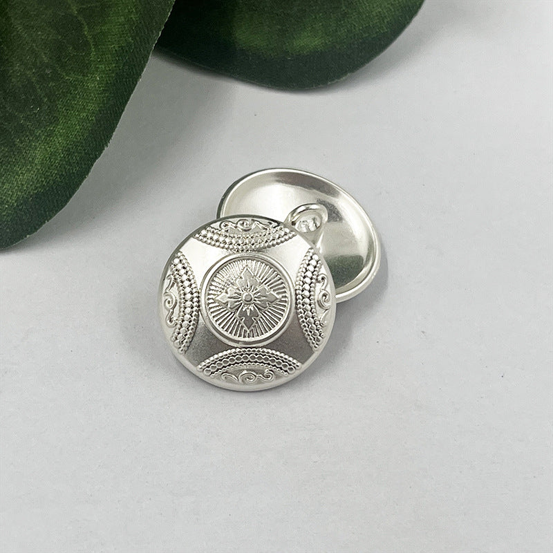 15mm 18mm Chinese Vintage Flower Pattern Metal Shank Buttons 50pcs
