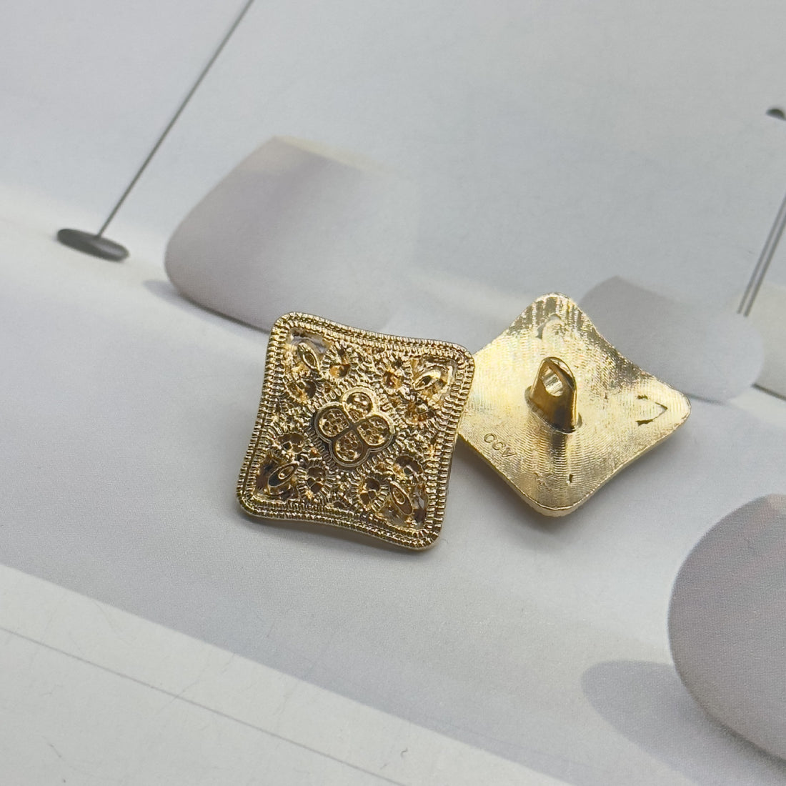 25MM Gold Square Pattern Vintage Decorative Metal Shank Buttons 30PCS