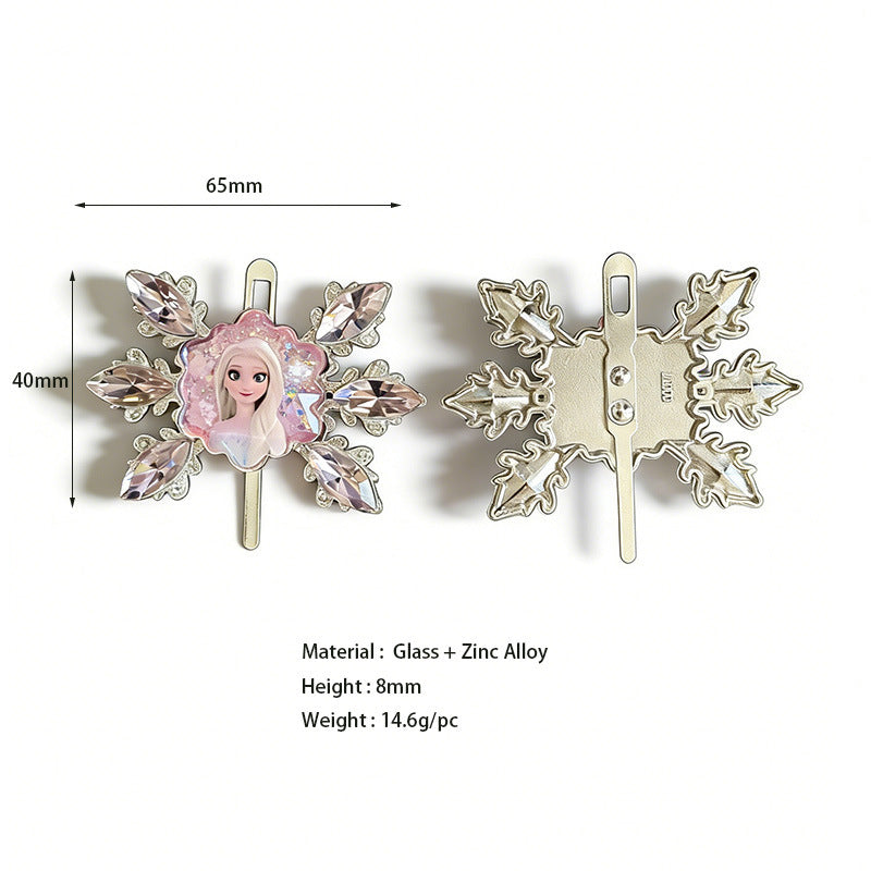 Pink princess girl shoe buckle clip set: floral rhinestones, winged details