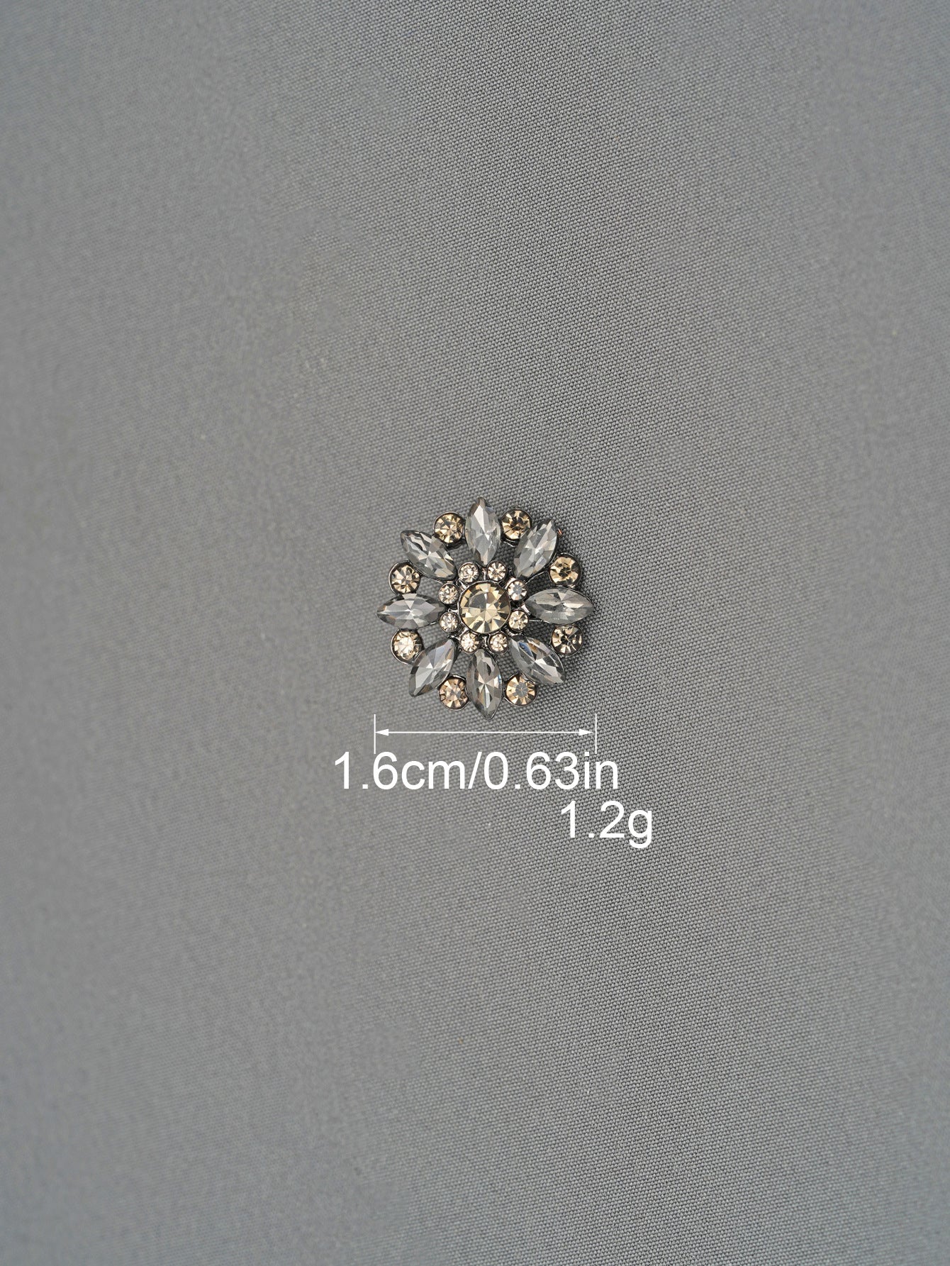 Crystal Flower Rhinestone Zinc Alloy + Glass Shank Buttons 6 Pack