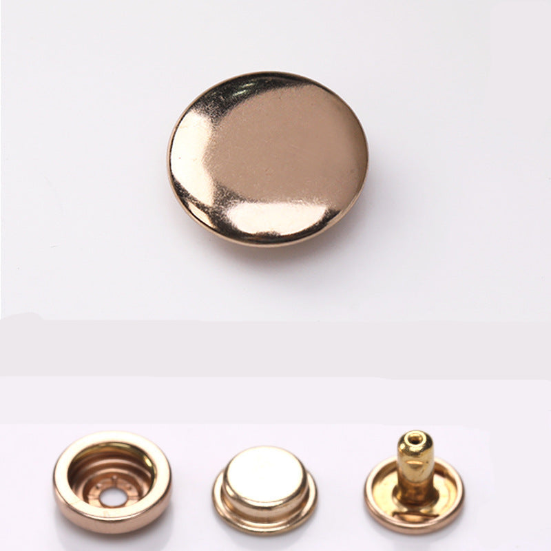 603 Copper Thin Curved Metal Snap Buttons – 20 Set for Down Jackets