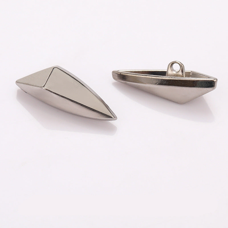 Verlängerte Metallknöpfe mit Schaft, diamond Form, Nickel, 25x9 mm