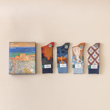 Monet Series Oil Painting Cotton Socks – 4-Pack for Women