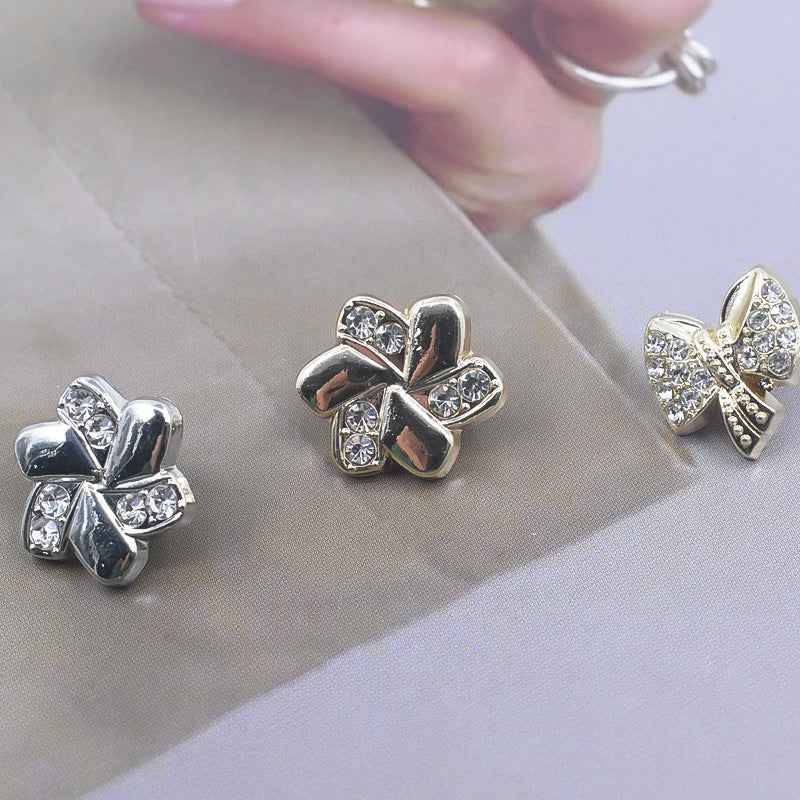 11.5mm/12.5mm Metal Rhinestone Shirt Buttons 20pcs