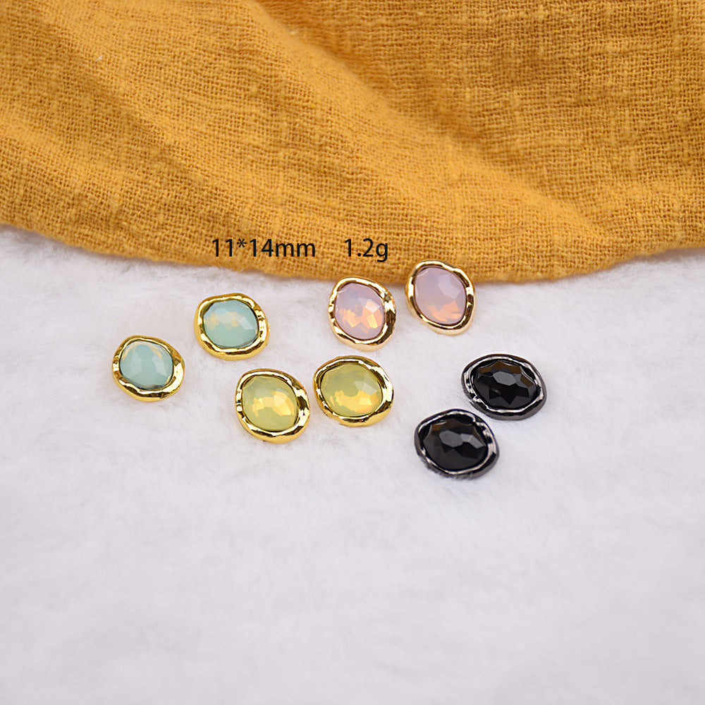 11x14mm Marquise-Shaped Protein Resin Metal Blouse Buttons 12-Pack