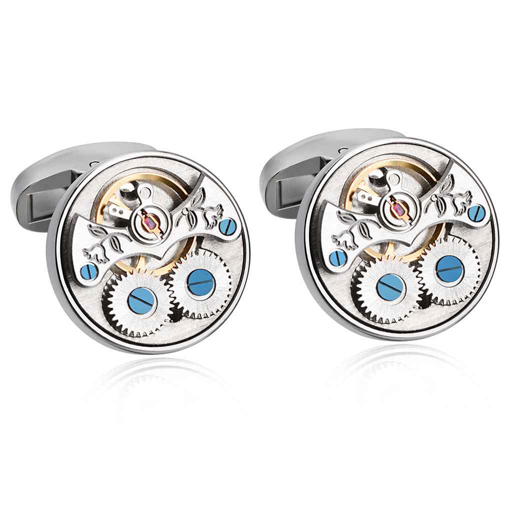 Exposed Tourbillon Watch Movement Cufflinks for Men