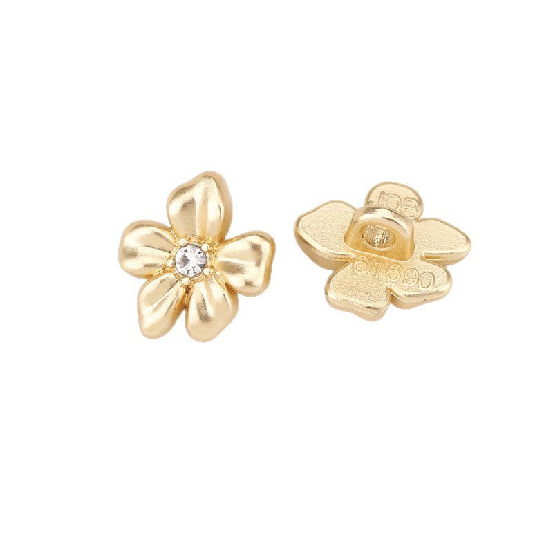 Crystal Flower Metal Shank Buttons 11.5mm Set of 20 – Sand Gold & Nickel