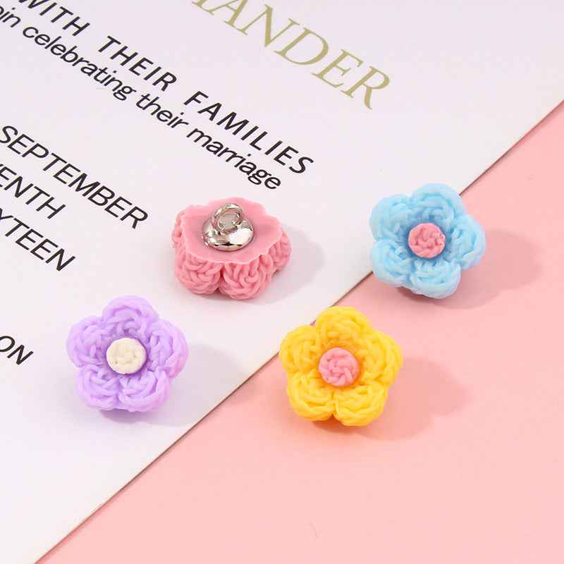 13mm Colorful Flower Plastic Buttons for Baby Kids Clothing-42pcs