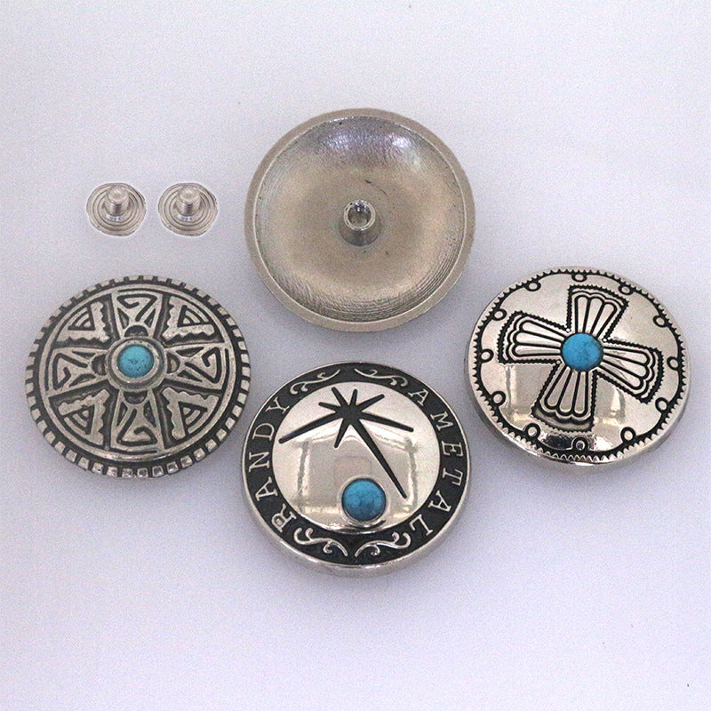 Turquoise Metal Stud Buttons for Belts Bag Clothing 50 Pack(10 Styles)