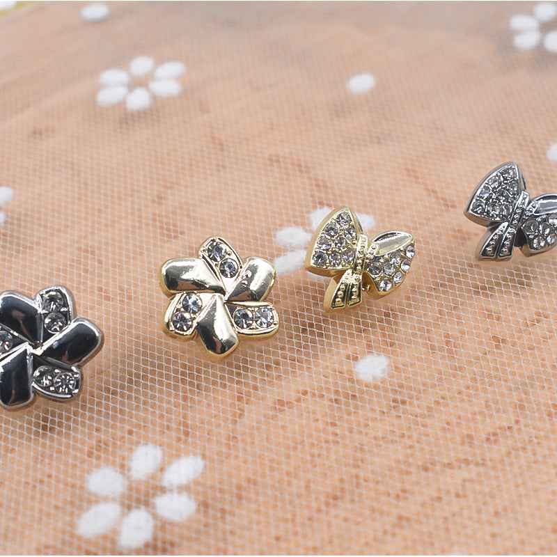 11.5mm/12.5mm Metal Rhinestone Shirt Buttons 20pcs