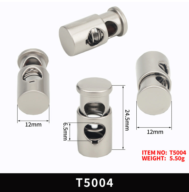 Flat Cylinder Single-Hole Metal Spring Drawstring Lock Cord Stopper – 20Pcs