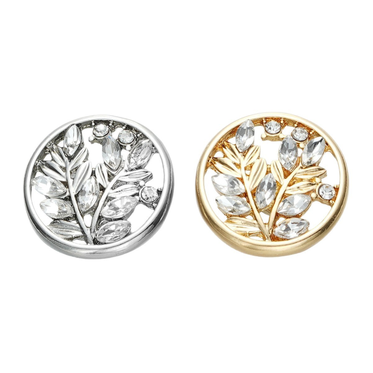 21mm Round Hollow Crystal Glass Flower Metal Shank Buttons 10 Pack