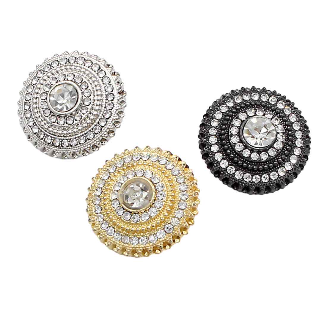 Luxury Round Metal SHANK Buttons with Rhinestones 48 Pack(3 Colors ...