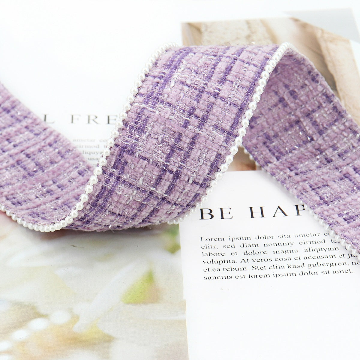 38 mm Ruudullinen Flanelliraita Helmireunalla 5 Yards