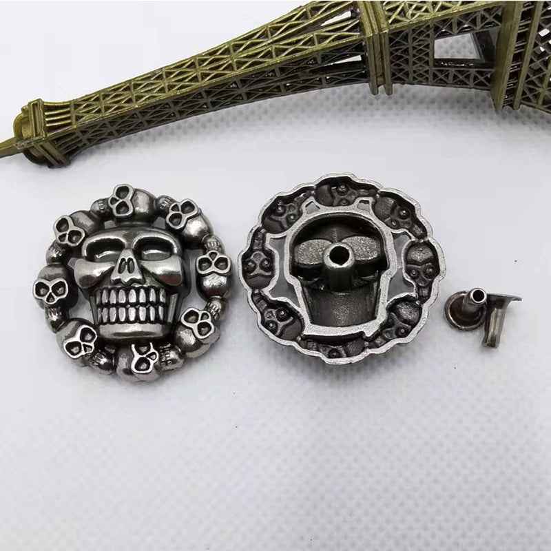Punk Gothic Skull Rivets DIY Studs for Shoes Leather Crafts 30 Pack