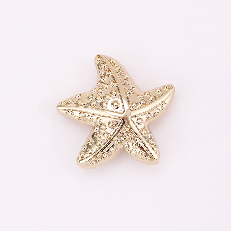 Puffy Starfish Metal Shank Buttons Set of 20 – Light Gold & Nickel