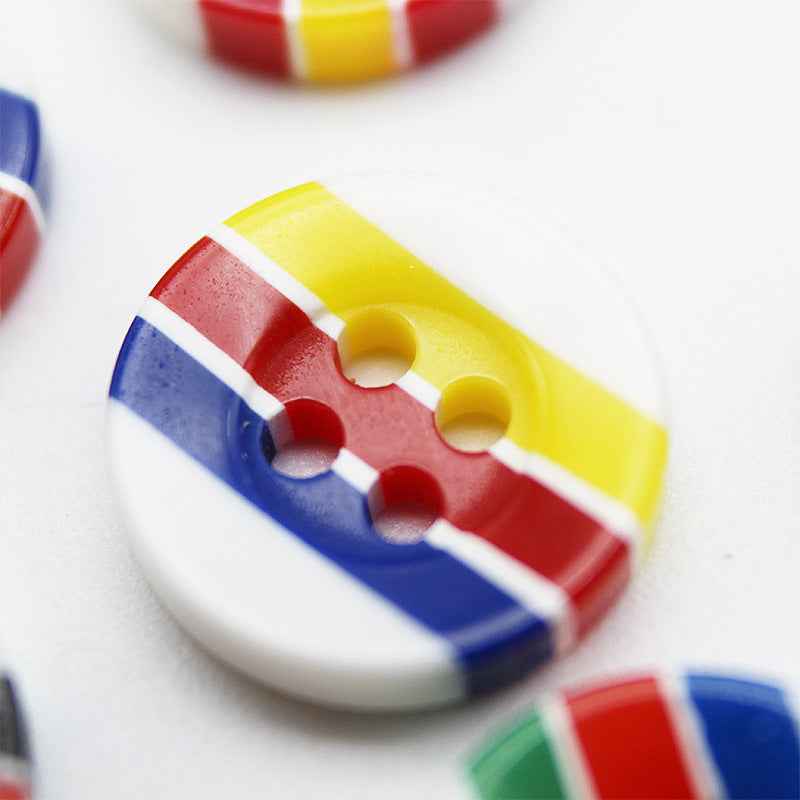 12mm Round 4-Hole Candy Color Striped Resin Buttons 100pcs