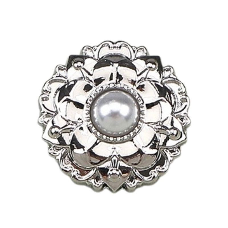 18/23MM White &Gold Peony Pearl Metal Buttons 20pcs