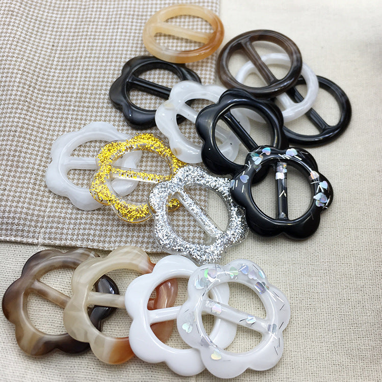 25mm Adjustable Flower Resin Buckle Button for T-Shirts Scarves 10pcs