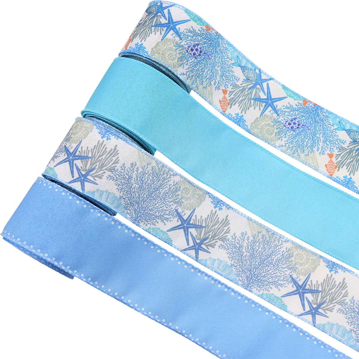 63mm/2.5 tuuman sininen koralliriutta grosgrain-nauha, jossa on langallinen reuna, 4 pakkausta