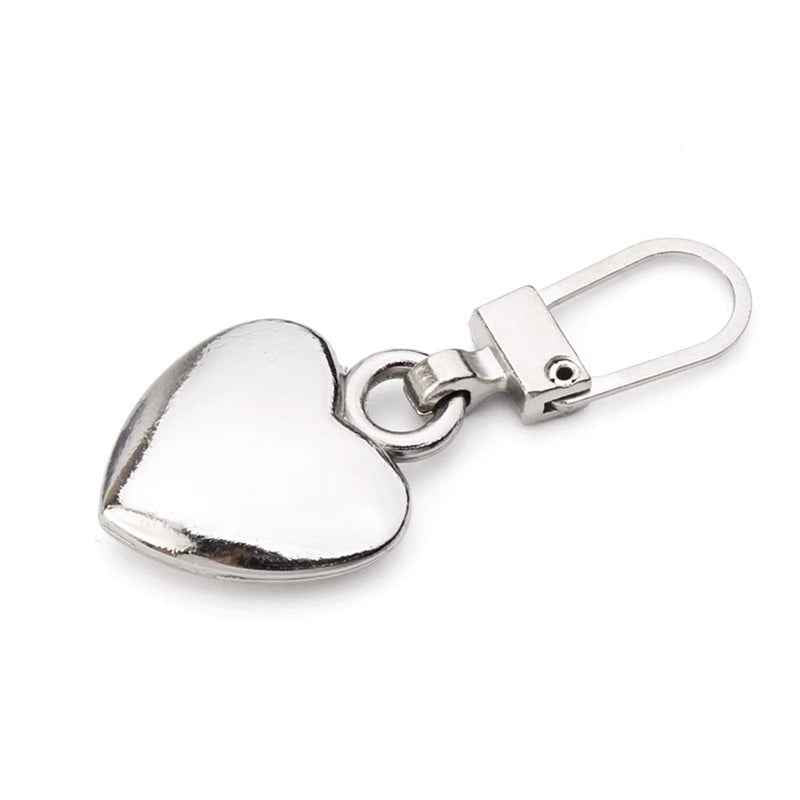 39mm x 16.5mm Universal Heart Detachable Metal Zipper Pull 12pcs