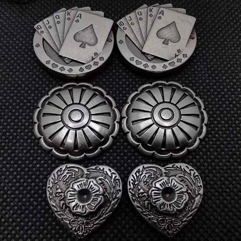Vintage Silver Alloy Heart Poker Studs Rivets for Jeans 30 Pack