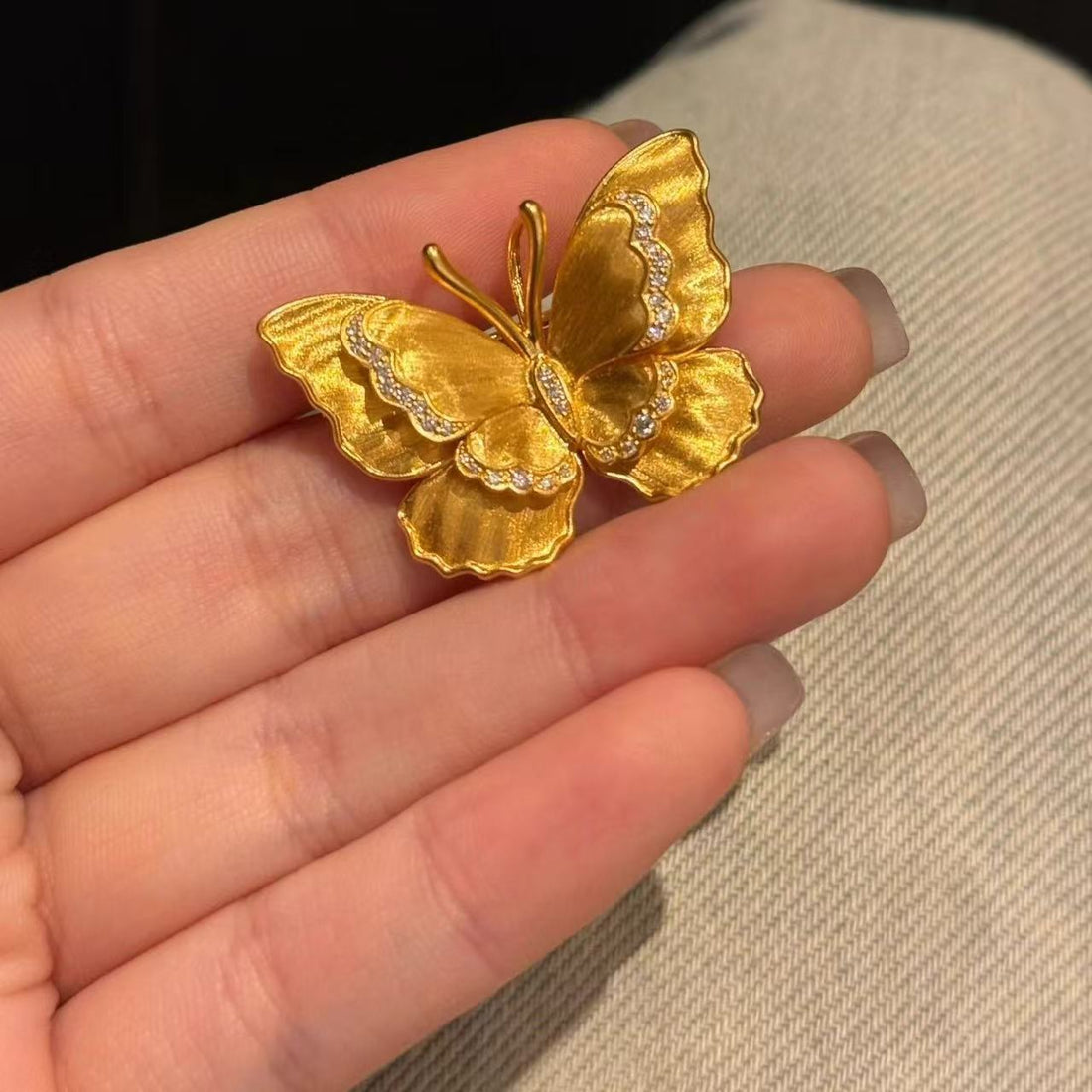 Gold Brushed Butterfly Brooch Set of 3 – Vintage Matte Finish Pins