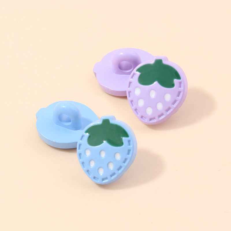 Baby Colorful Strawberry Shaped Plastic Shank Buttons 70 Pack