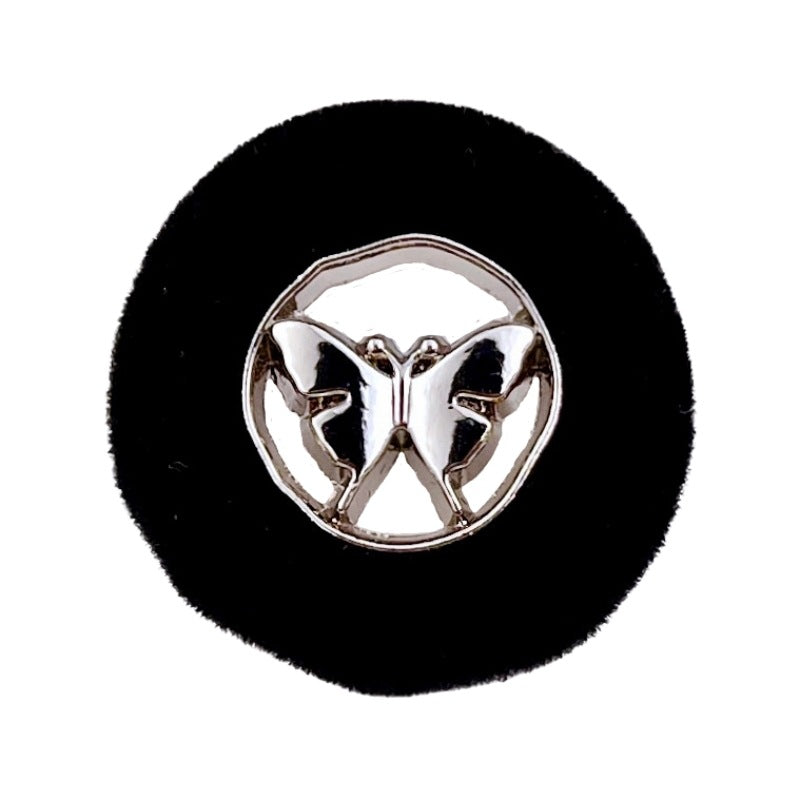 18/23mm Hollow Rolled Edge Butterfly Flocked Metal Button 12pcs