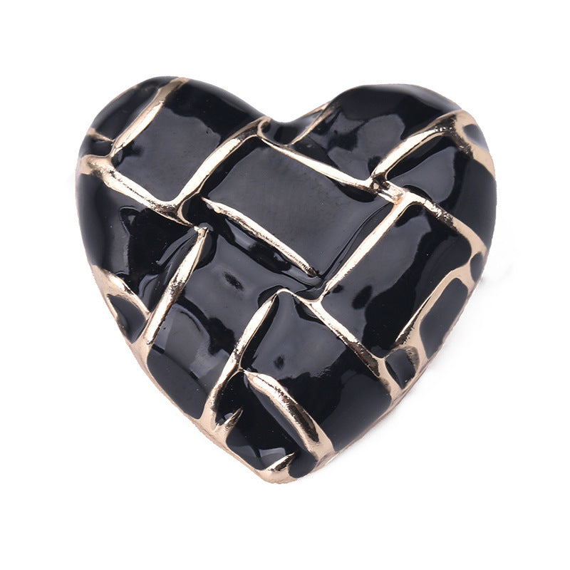 18MM White Black Oil Woven Heart Shape Metal Shank Buttons 10pcs
