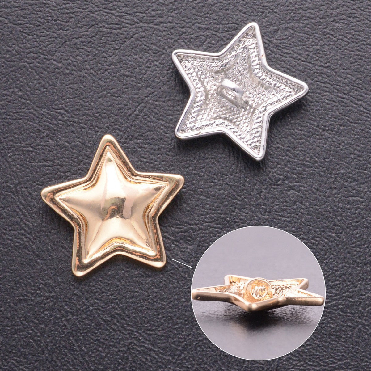 Star-Shaped Zinc Alloy Metal Shank Buttons 20 Pack