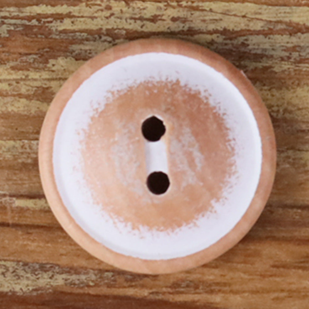 Round Wood 2-Hole Buttons 30pcs for Children's Clothing Cotton Shirts Coats