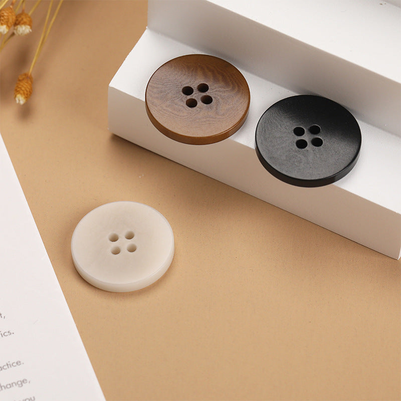 Natural Fruit Shell Flat 4-Hole Buttons Set of 20 – Black Beige Coffee
