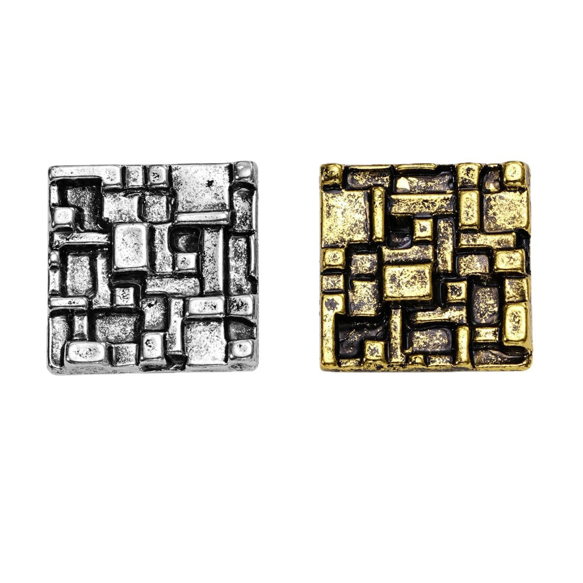 20mm/25mm Vintage QR Code Pattern Metal Shank Buttons – 10-Piece