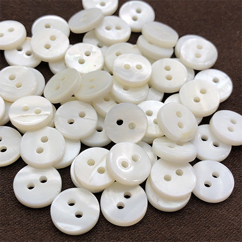 9/10/12.5mm Round 2-Hole Natural Shell Colorful Shirt Buttons 70 Pack
