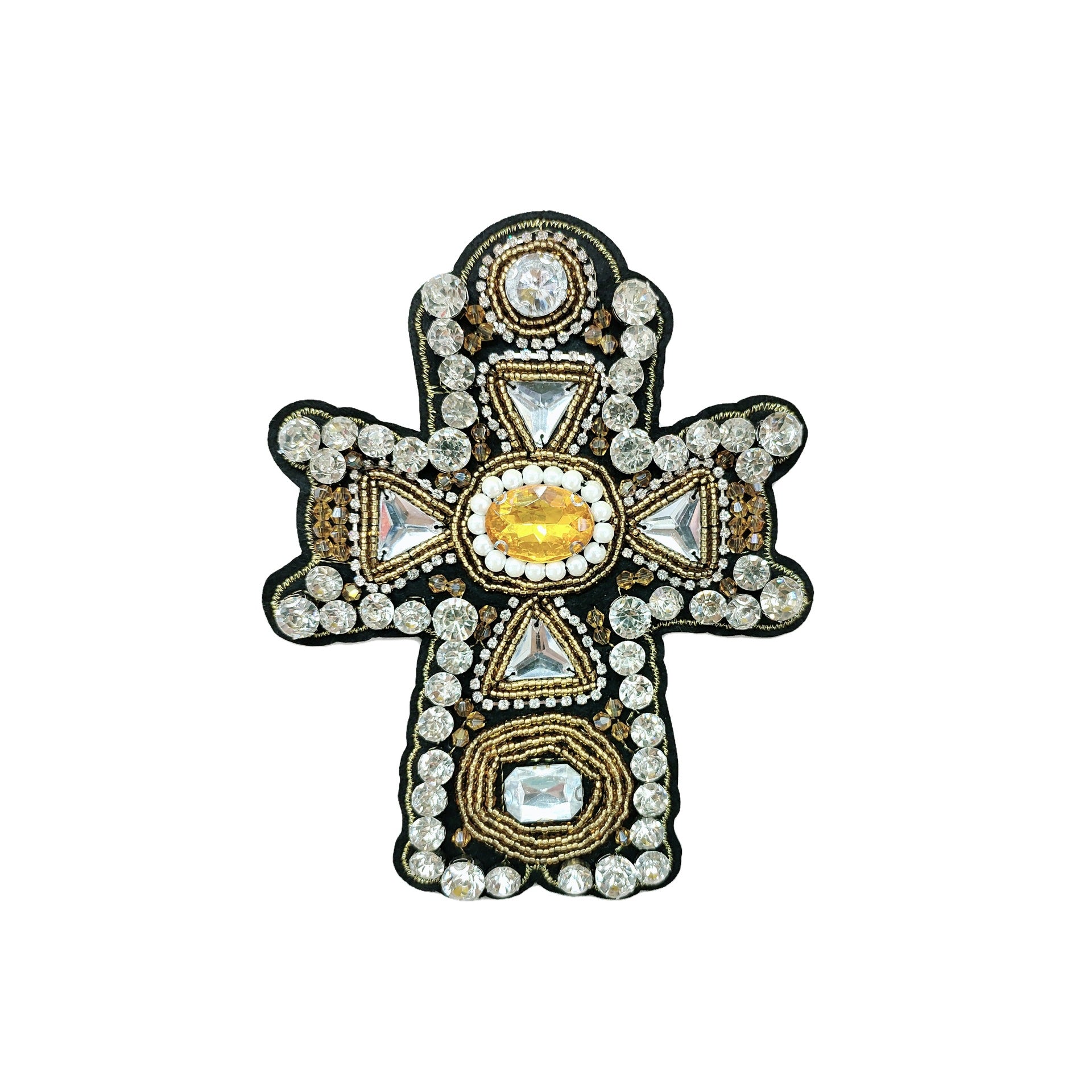 Pärlad Vintage Kors Applikation Strass-utsmyckad 3D Patch 5 Pack