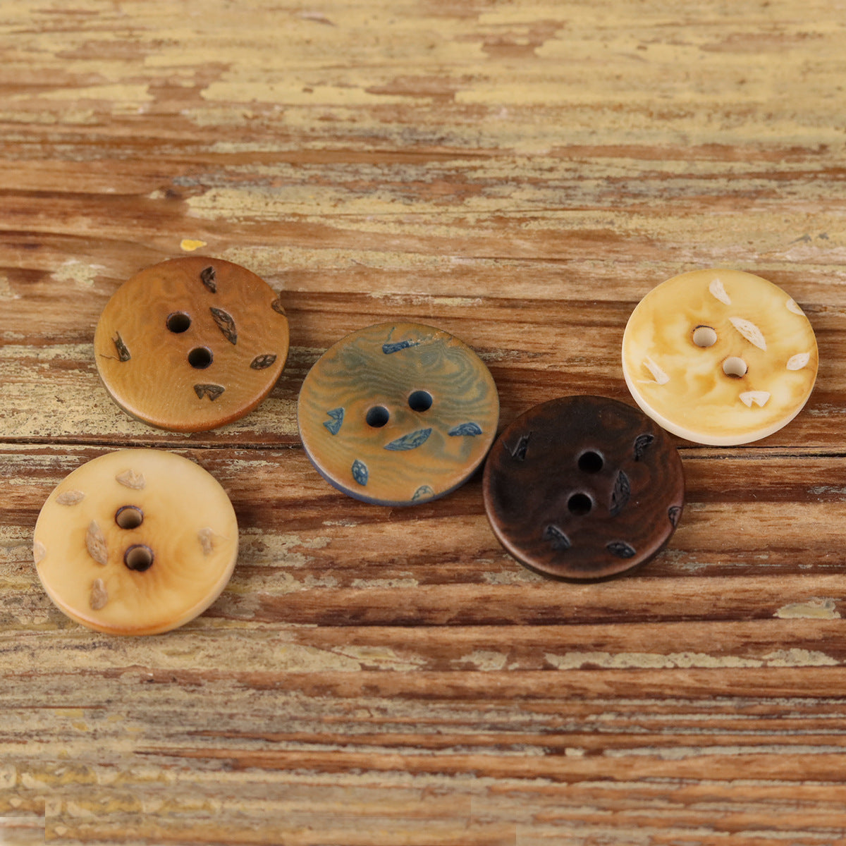 Natural Nut Round Flat 2-Hole Buttons – Artisan Vintage Style – Set of 20