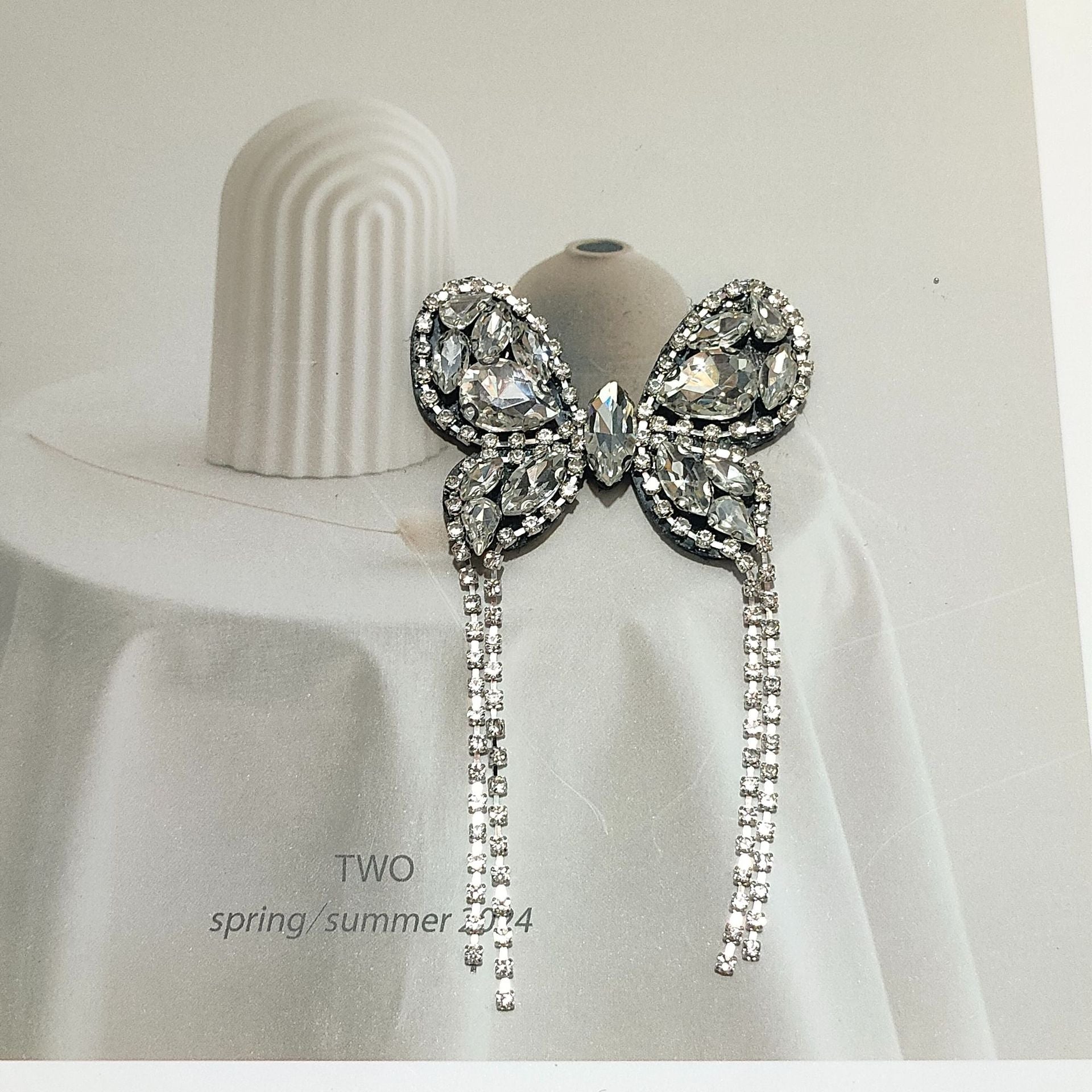 Silver Rhinestone Butterfly Shoe Clip Självhäftande Applikation 5 Pack