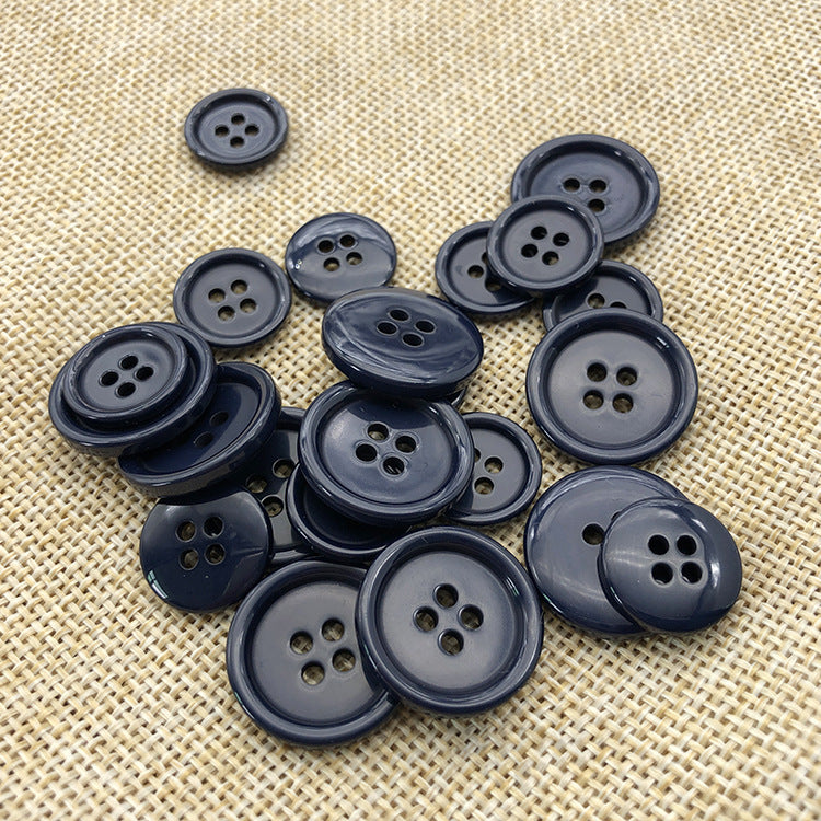 20mm Round 4 Hole Navy Blue Resin Luxury Cuff Buttons 100pcs