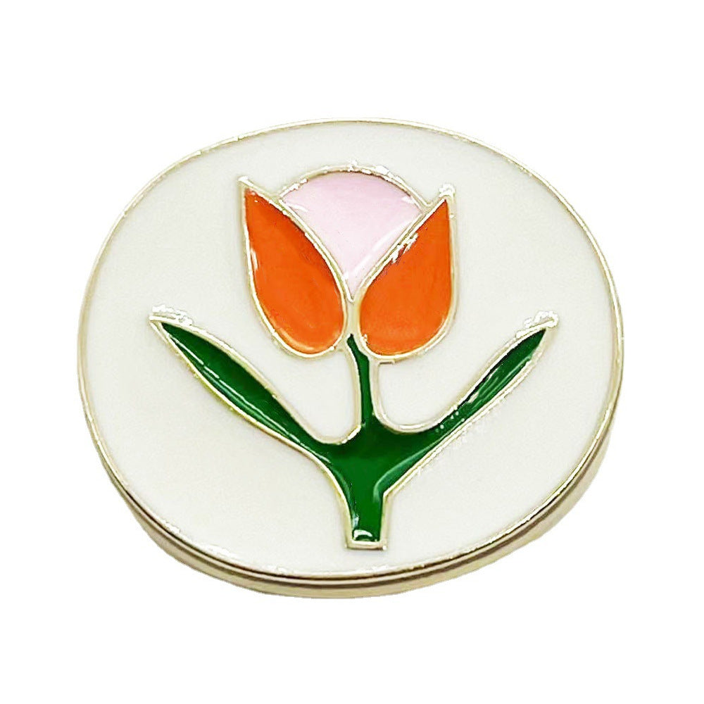 Boutons en métal tulipe à goutte d'huile peints à la main vintage 18MM 20pcs