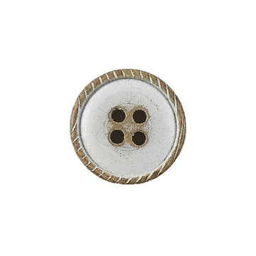 White Wood Vintage Distressed Round Flat 4-Hole Buttons – Set of 40