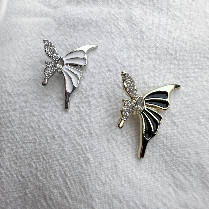 25mm Gold-Black Silver-White Diamond Butterfly Metal Buttons 12 Pack