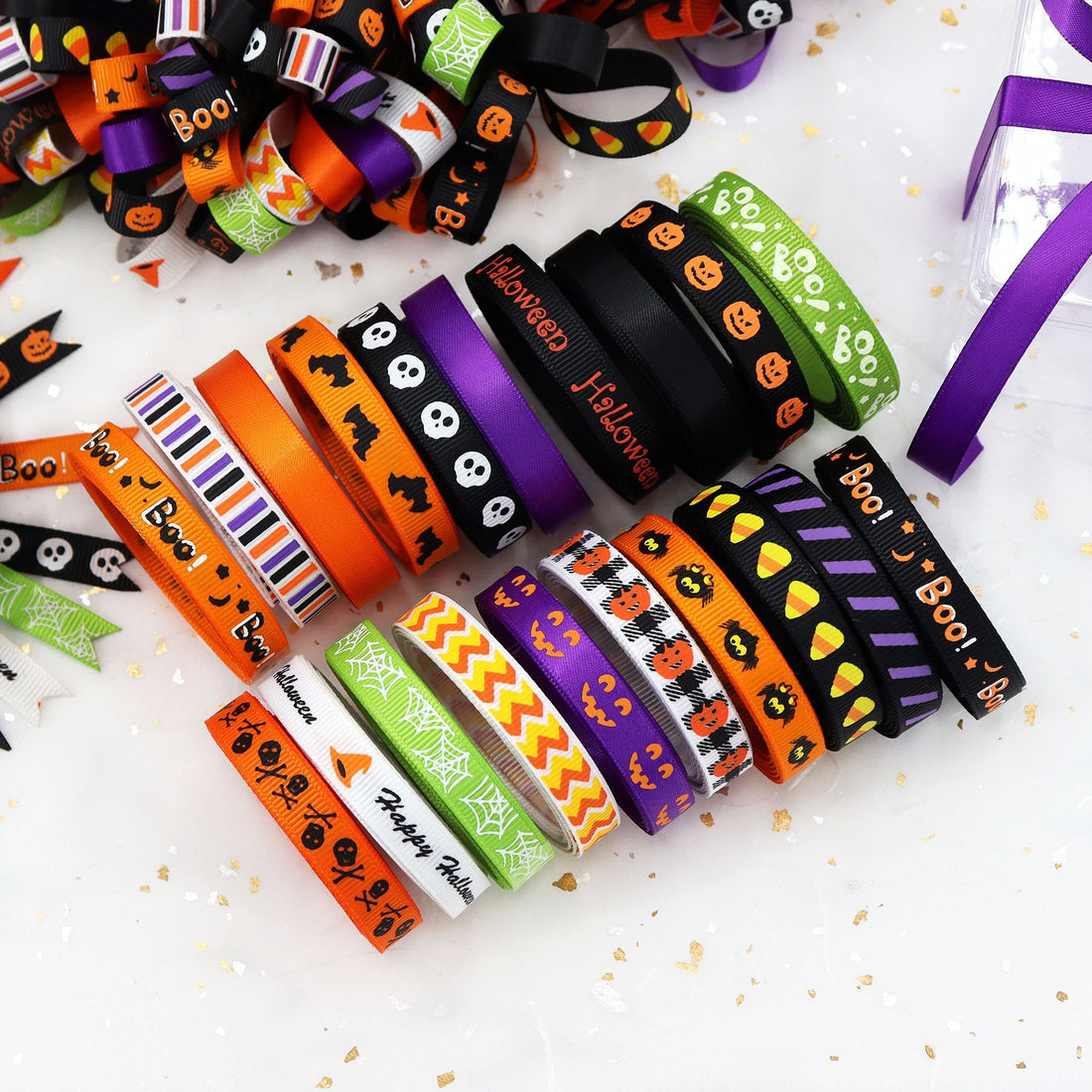 10mm Halloween-juhlateemainen koristekudosnauha 16 väriä